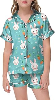 Vestido de princesa para niña, con cinturón, pijama estampado para niñas, para el día de Pascua, top de manga corta y pantalones cortos, conjunto de pijama para el hogar, vestido de suéter de niña de