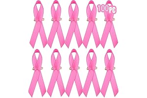 AISENO Pink Ribbon Pins for Breast Cancer Awareness