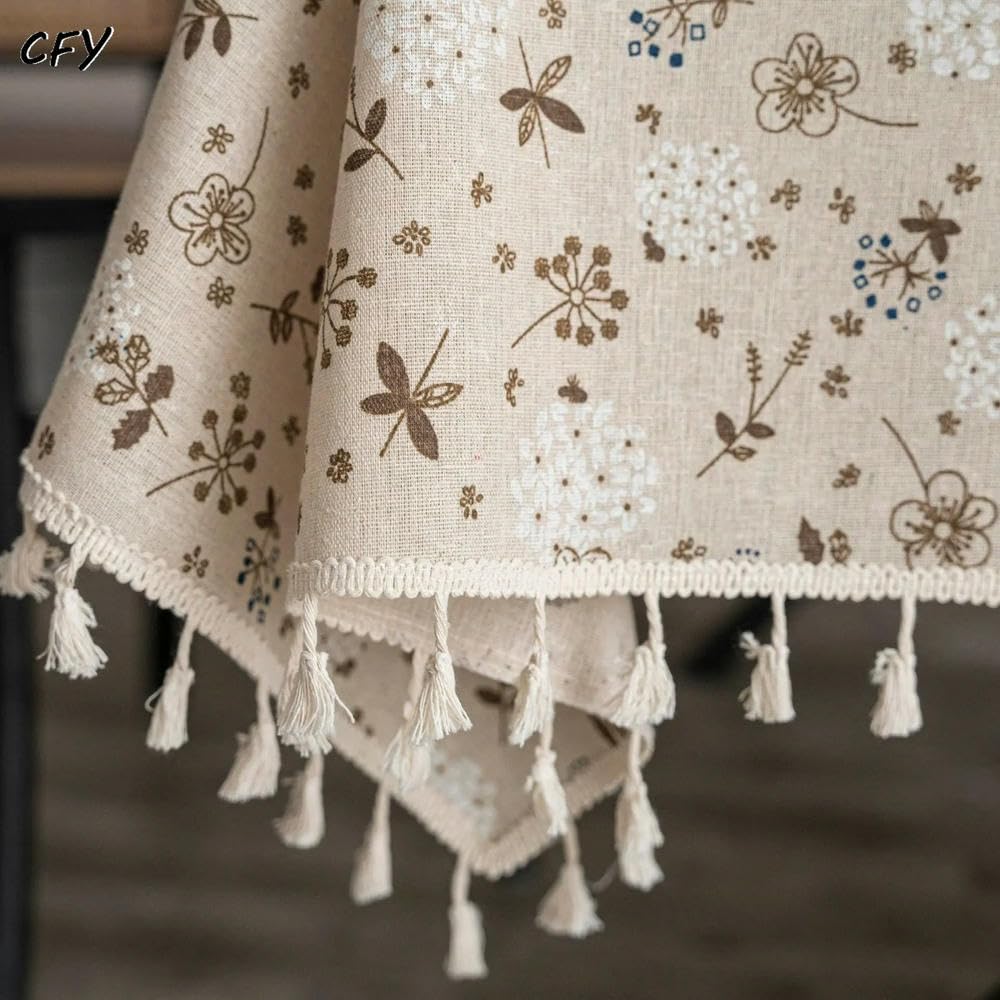 Tovaglia Pastorale con Dente di Leone in Cotone e Lino da 60~300 cm per Tavolo Tovaglia Rettangolare con Copertura per Tavolo da Pranzo in Nappa