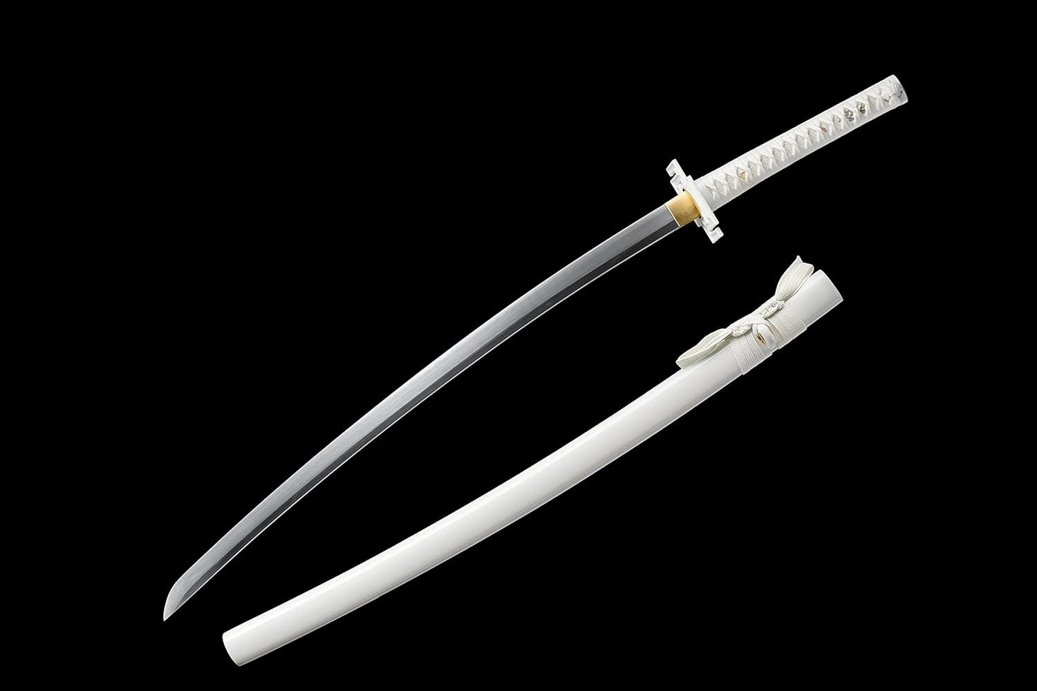 JIHPEN sword, Ichigo Kurosaki, Full Tang 41 inch Cosplay Handmade Katana Sword, 1060 high Carbon Steel Black and White, Very Sharp (White)