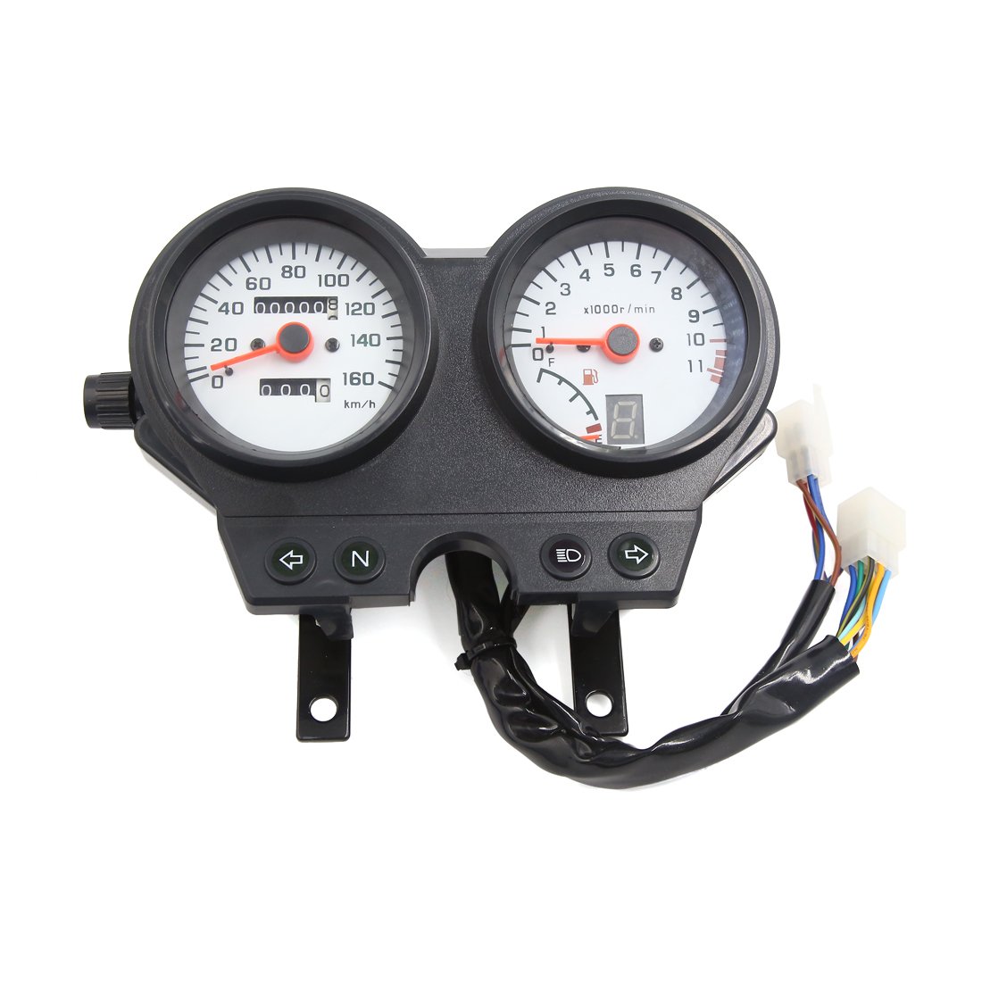 Black 0-160km/h Motorcycle Electronic Speedometer Tachometer Meter for EN