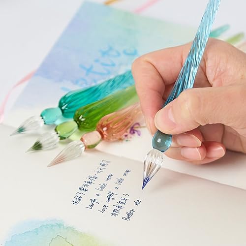 Miniatura 3 de Arich Bolígrafo de inmersión de cristal, vintage, hecho a mano, elegante, letrero de inmersión de cristal, bolígrafo de regalo para escritura,