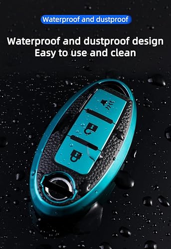 Miniatura 7 de ontto Funda para llavero de 3 botones para Nissan 370Z Armada Kicks Murano Pathfinder Rogue Titan Versa Car Smart Remote Key Jacket Azul