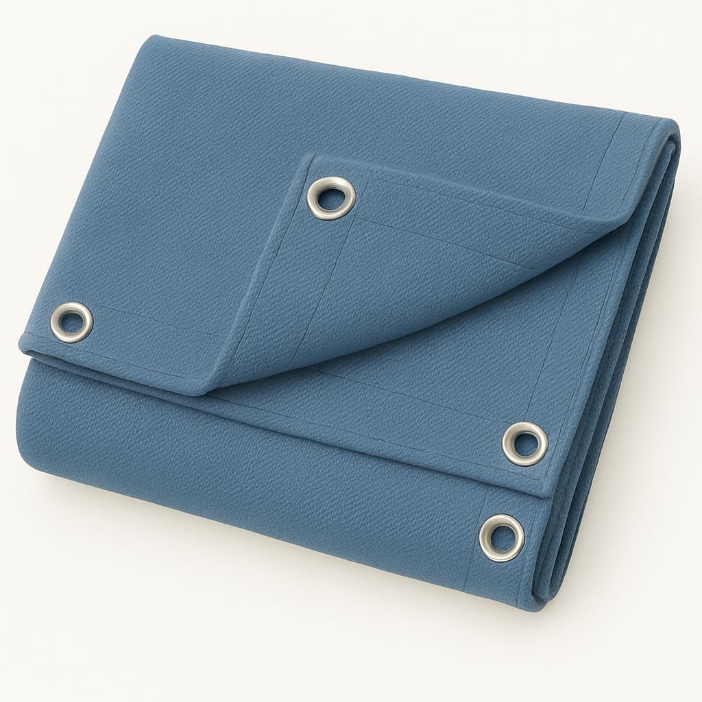 UK Eco Green Canvas Heavy Duty Cotton Tarpaulin Cover Boat Log Store Roofing Sheets (Blue, 6 x 12 ft (1.8 x 3.6m))