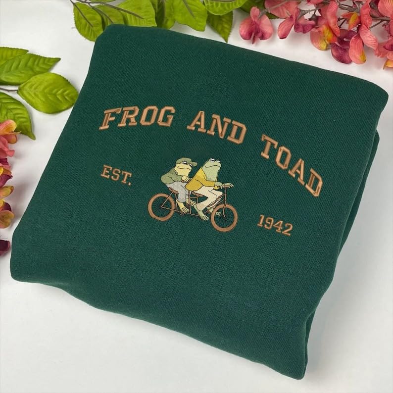 Embroidered Frog and Toad Est 1942 T-Shirt, Sweatshirt, Hoodie, Vintage Classic Book Shirt, Retro Frog Shirt, Bookworm Embroidered Gift For Her2