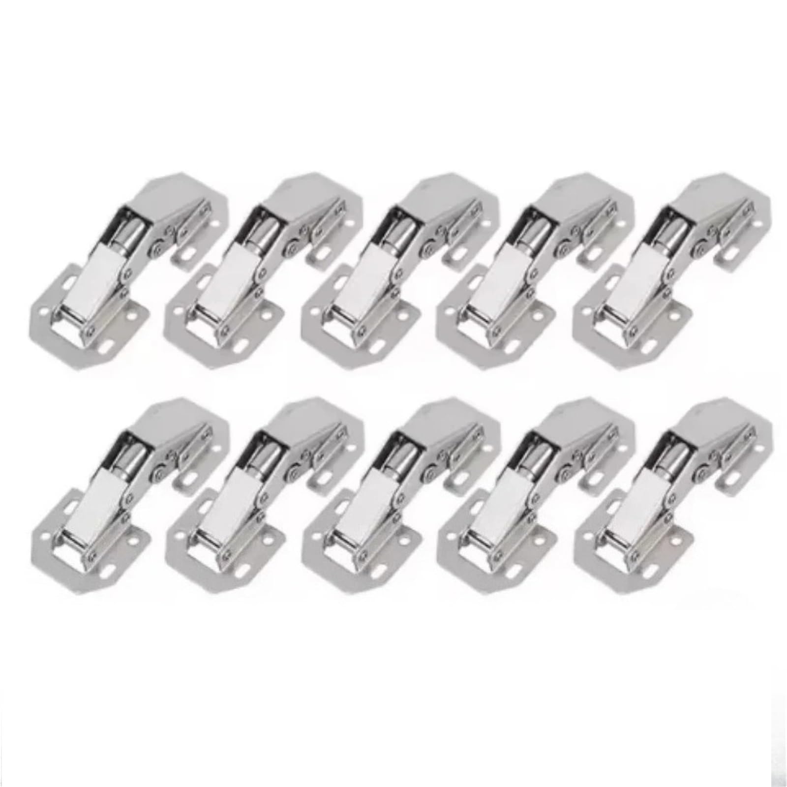 Cidegoo 10Pcs Cabinet Hinges 1- 90 Degree Steel Cabinet Hinges No-Drilling Holehydraulic Buffer Hinge Kitchen Hardware For Cupboard Furniture(10Pcs)