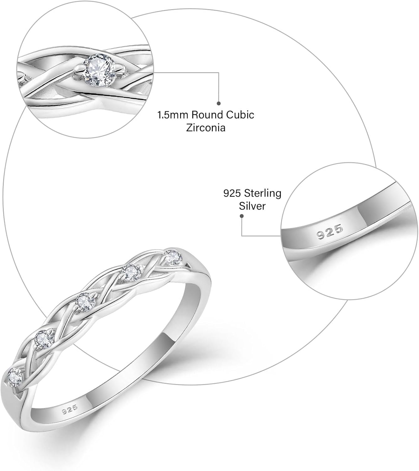 Infinity Celtic Knot Ring 925 Sterling Silver Twisted Knot Birthstone Ring Statement Rings for Women Size 5-10 - Image 6