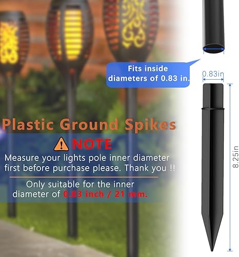 Miniatura 2 de RIMOL Picos de plástico para tierra, 8.25 pulgadas de repuesto ABS para luces de jardín, patio al aire libre, camino de Navidad (paquete de 16,