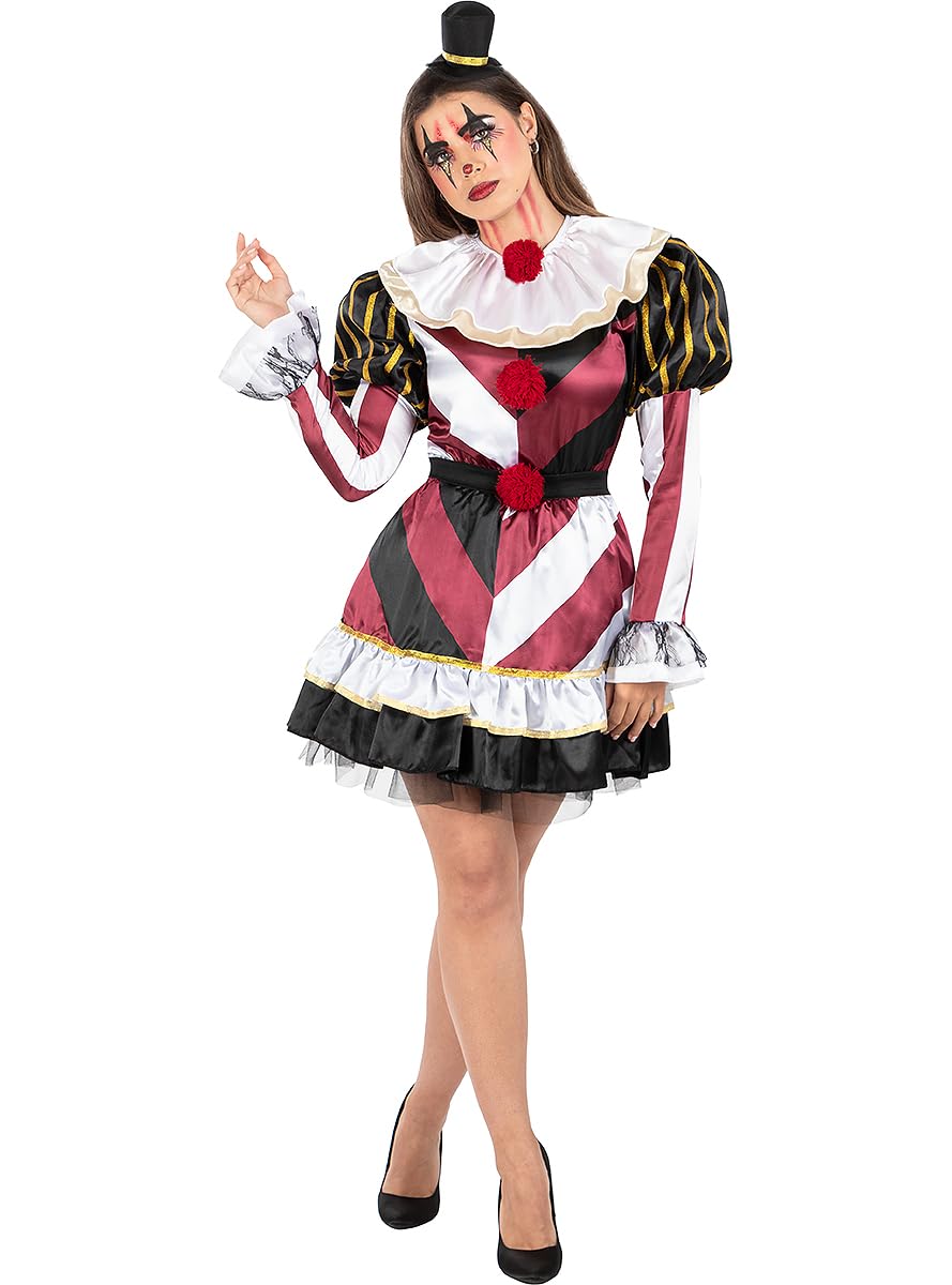 Funidelia | Seksowny Strój Straszny Klaun Premium dla kobiet Klowny Killer Clown Halloween Horror - Strój dla dorosłych i zabawne akcesoria na imprezy karnawał i Halloween - Bordowy