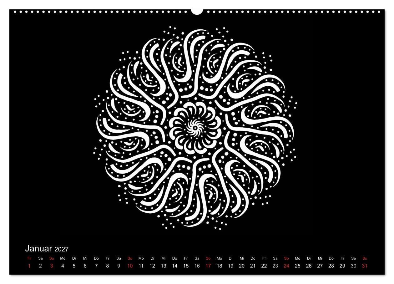 CALVENDO - Entspannung und Ruhe durch Mandalas (hochwertiger Premium Wandkalender 2027 DIN A2 quer), Kunstdruck in Hochglanz: Mandalas zum Enspannen und Ausmalen