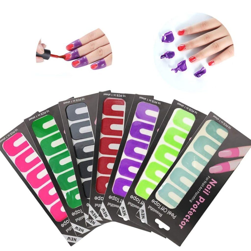 Nail Polish Protector Tips Anti Flooding Plastic Template Clip Manicure Tool Set For Clean Edge Nail Art 10 Strips