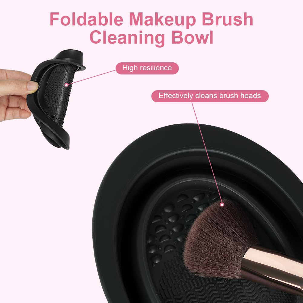 LOPHE Pinceaux Maquillage 51 Pièces, Set Professionnel Complet avec Éponges, Houppettes, Outils Nettoyage, Trousse de Rangement, Brosse Fond de Teint Poudre Blush Yeux, Nior