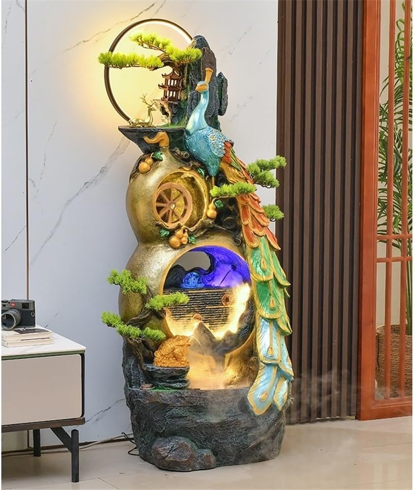 Indoor Floor Fountain Outdoor Garden Large Floor Standing Fountain Waterfall for Home Decor Office Indoor Water Fountain Feature Water Fountain