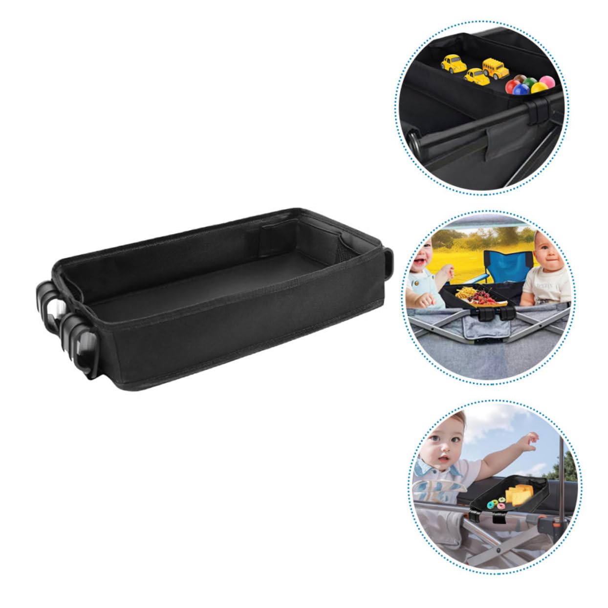 SHOWERORO Vassoio Per Snack Per Passeggino Attacco Per Telefono Portabicchieri Accessorio Per Organizer Per Vassoio Snack Per Passeggino Nero Xl