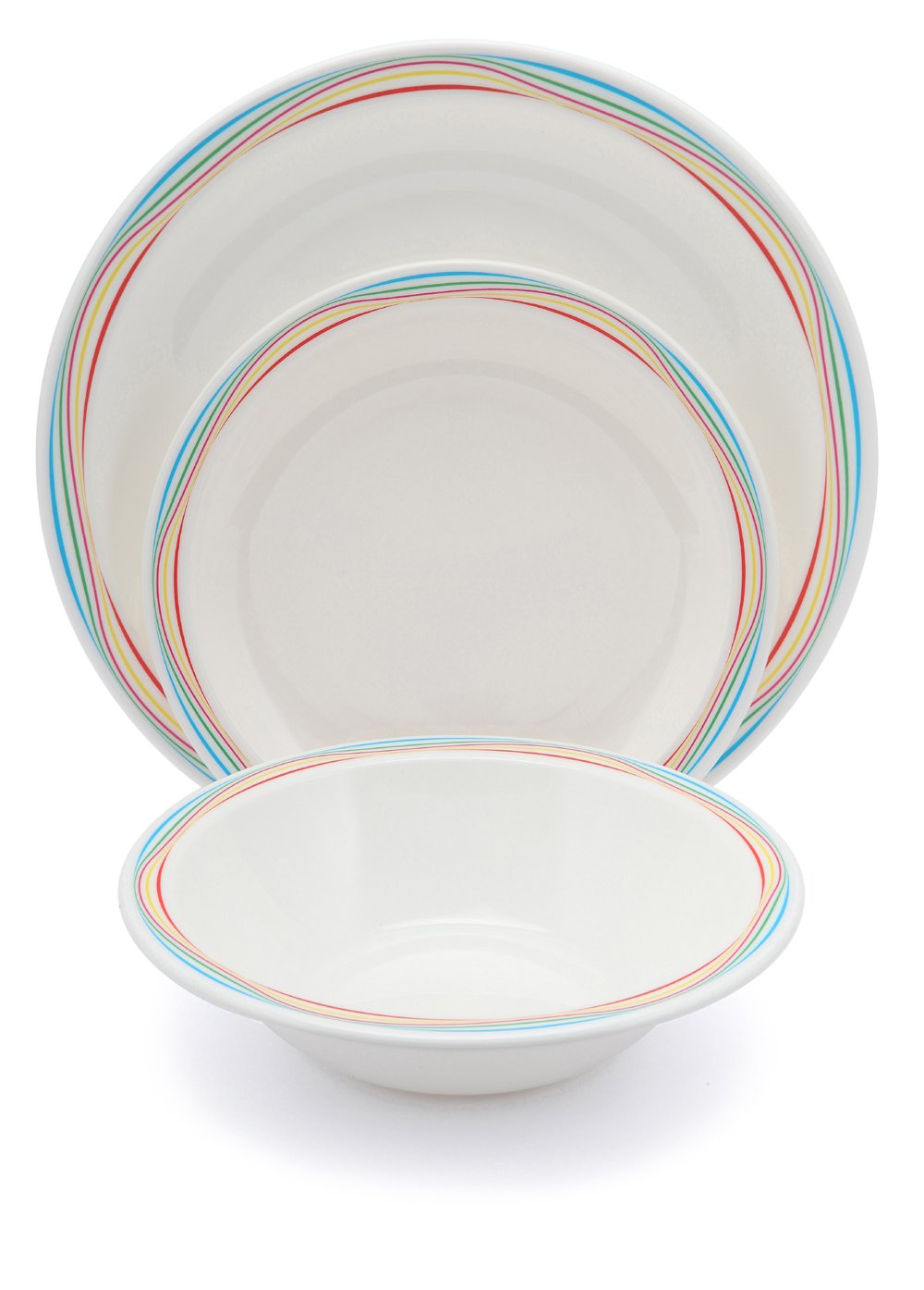 Harfield Multicoloured Swirls Rainbow Swirl Patterned Duo Polycarbonate Plastic Dining Set Reusable Virtually Unbreakable Plates Bowl