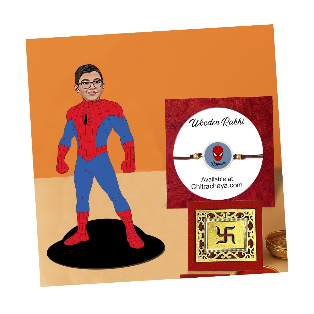 chitrachaya Personalised Spiderman Name Rakhi for Bhai with Gifts - Rakhi for Brother Gift Combo - Personalized Spiderman Custom figure-picture-10