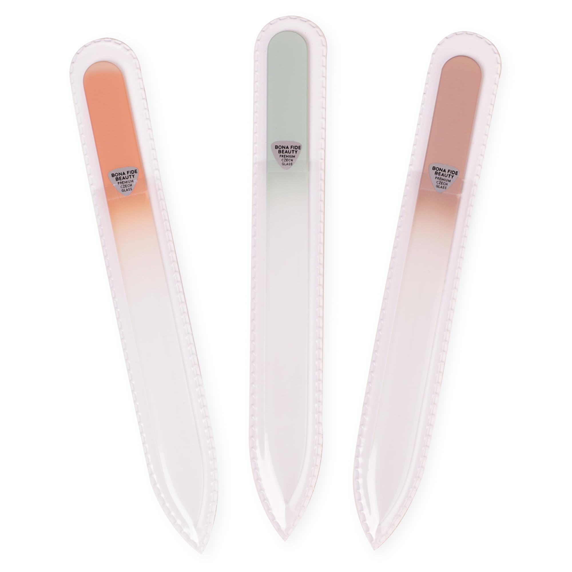 BONA Fide Beauty Czech Glass Nail File Set 3-Pieces, Muted Fall Colors Nail Filers - Reusable Nail Care, Lovely Gifts for Bridesmaid, Travel Beauty