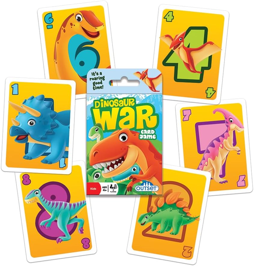 Outset Media Dinosaur War Card Game - The Classic Card Game War Now in Jurassic Splendor for 2 Players Ages 4 and up image 5
