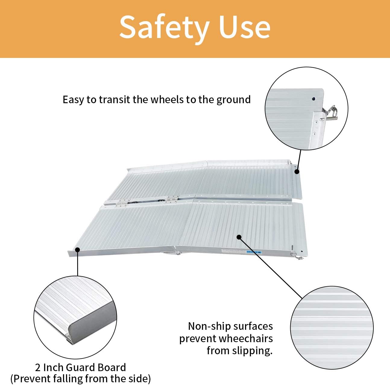 4FT Folding Aluminum Wheelchair Ramp Scooter Mobility Handicap Ramps for Home Steps, Suitcase with Handle, Holds Up to 600 lbs -