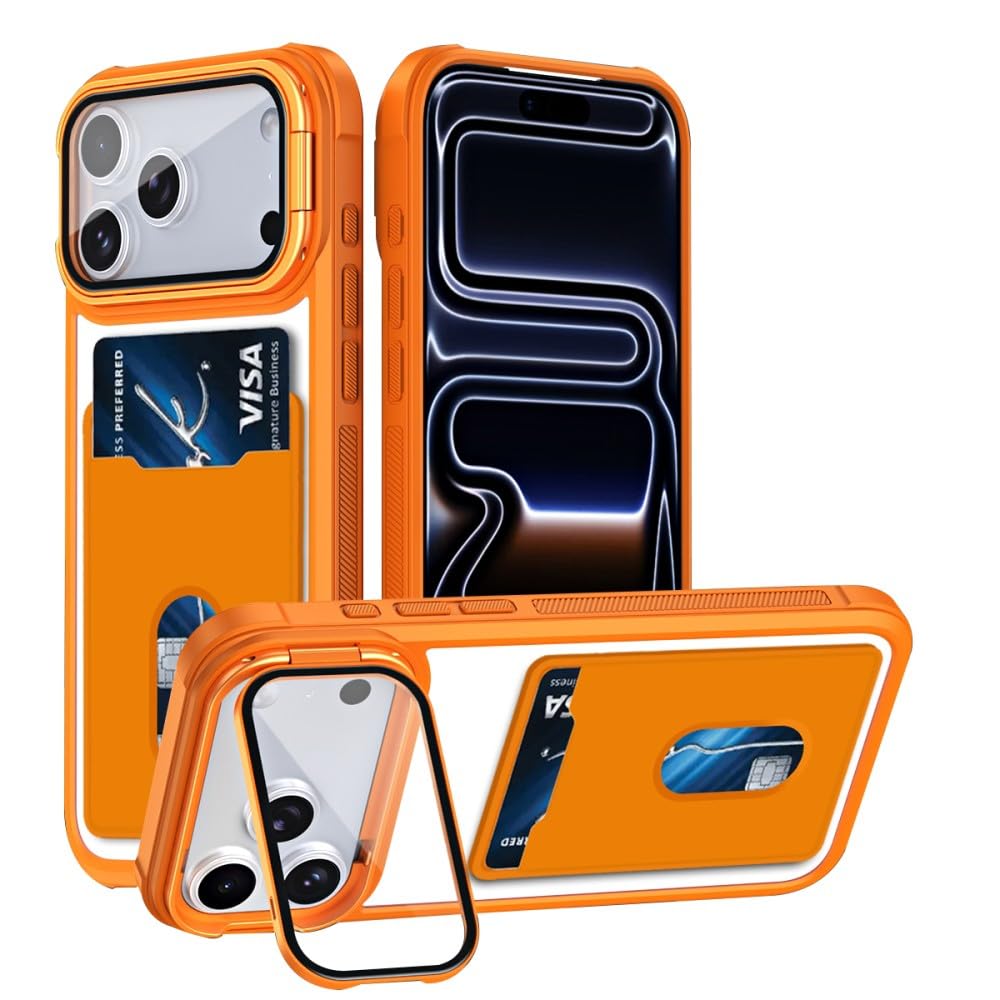 Coque iPhone 16 Pro Max orange silicone rigide avec support béquille intégrée - 8