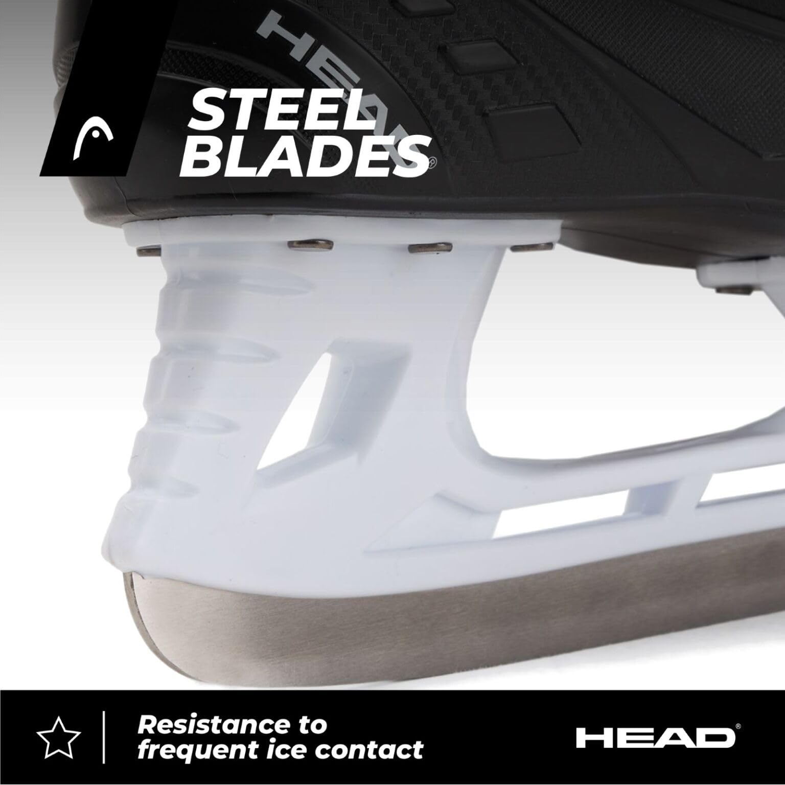 Head S90-PLUS Pattini da hockey su ghiaccio, per principianti, PVC e poliestere, lame in acciaio inossidabile, regolazione della lunghezza, fodera morbida (nero, 41)