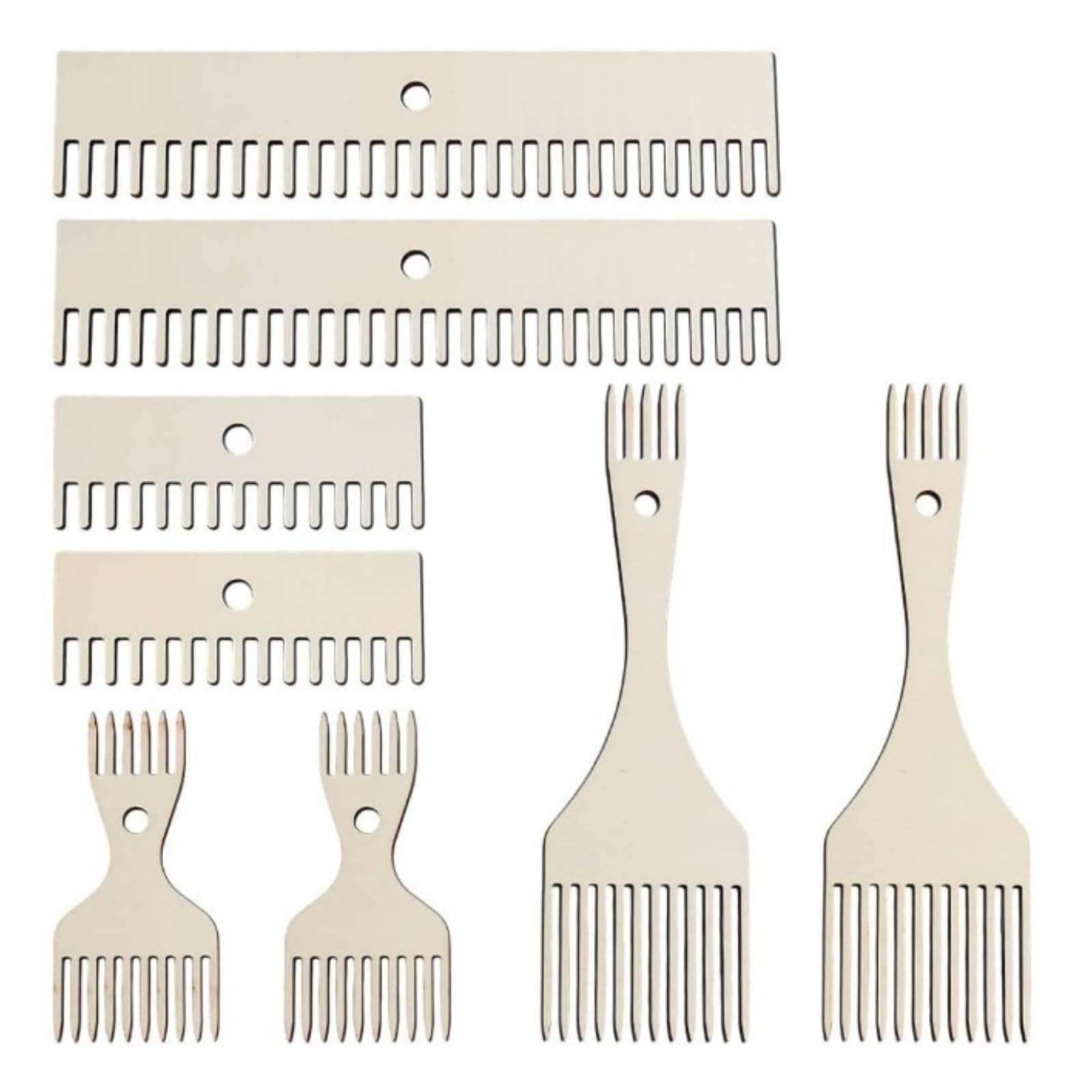 8 Pieces Wooden Weaving Comb DIY Double Ended Weaving Comb Smooth Surface Craft Tool for Fringe Making|Crafts| Needlecrafts & Yarn| Weaving| Weaving Looms-image-29