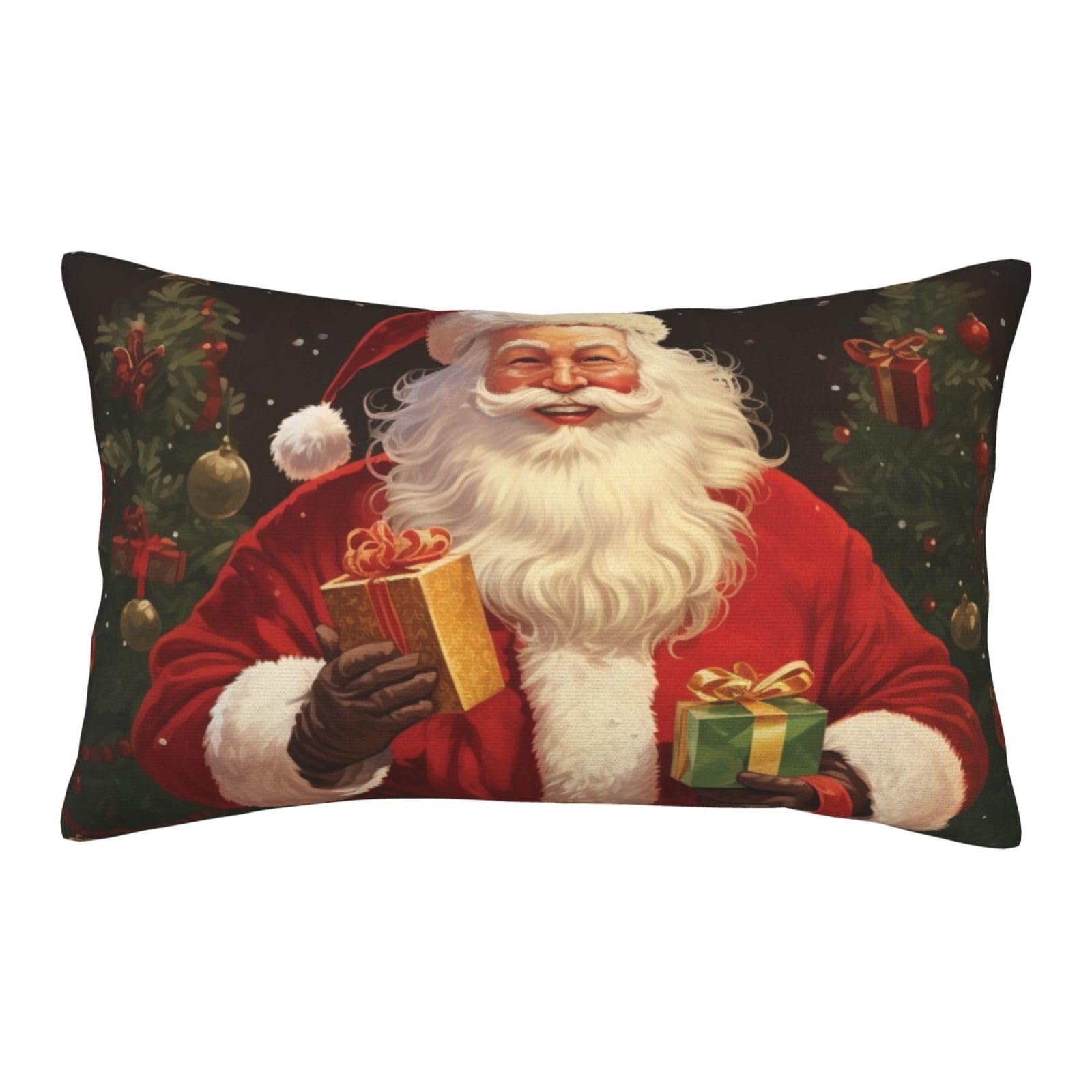 Velvet Pillowcases 16"x24" Ultra Soft Breathable Pillow Cases, Luxury Fuzzy Throw Pillow Covers with Zipper, Santa Claus Pillow Shams All Seasons Decorative Cushion Cases for Couch