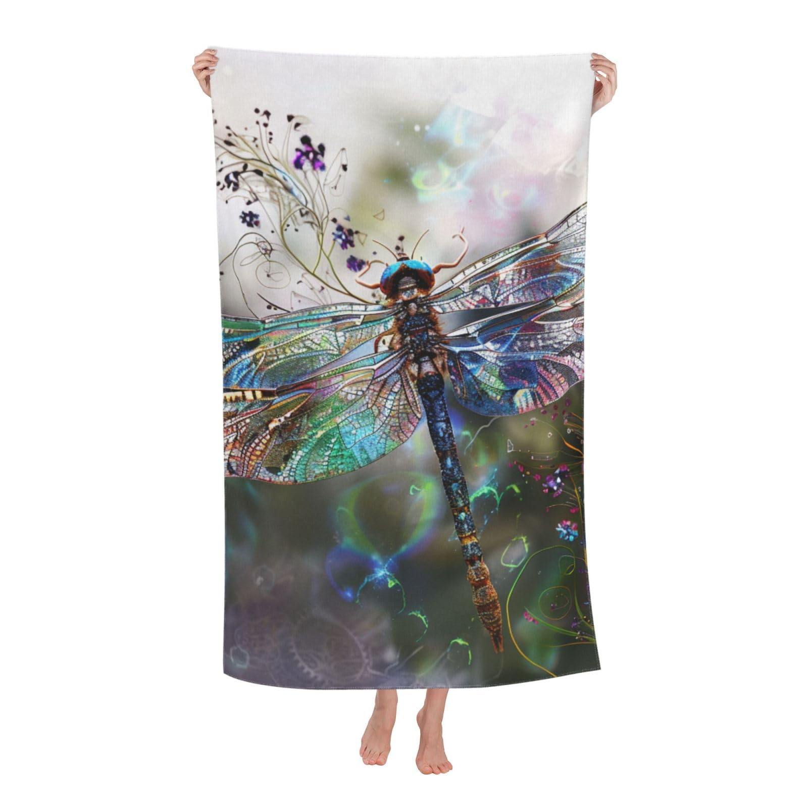 BWWHCCTI modern dragonfly Printed Quick Dry Bath Towel, Soft Microfiber Towels Fast Drying Beach Towels for Travel,Camping,Gym,Swimming,Yoga
