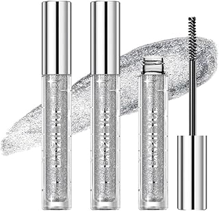 3 pestañas de color plateado con purpurina, p...