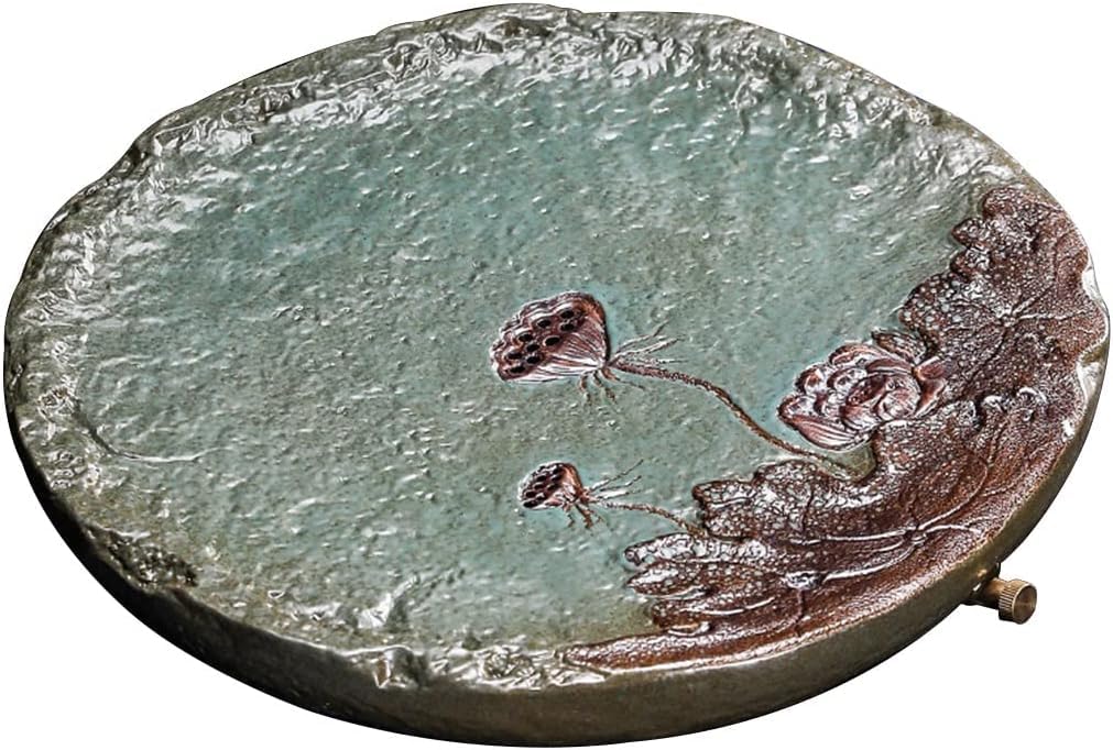 Bandeja para Servir té Kungfu, Elegante cerámica para Mesa de Kungfu, con Almacenamiento y Drenaje de Agua (Verde, 32,5 x 32,5 x 3,5 cm)