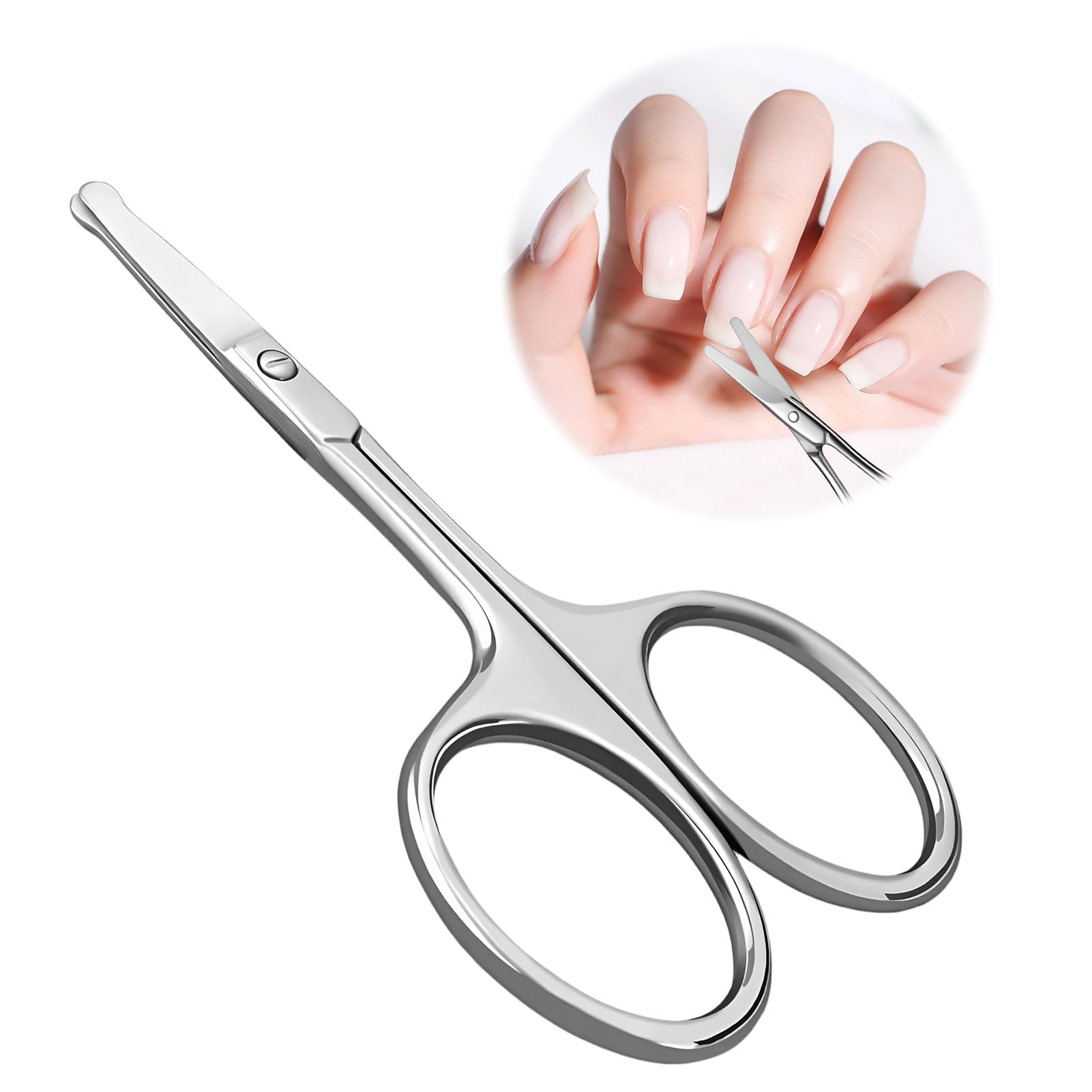 Jetstream Ciseaux Ongles, Ciseaux ongles Bout Rond, Conception à Bords Ronds, Extrêmement Tranchant, Petits ciseaux Adaptés Aux Ongles des Doigts et des Orteils, Argenté