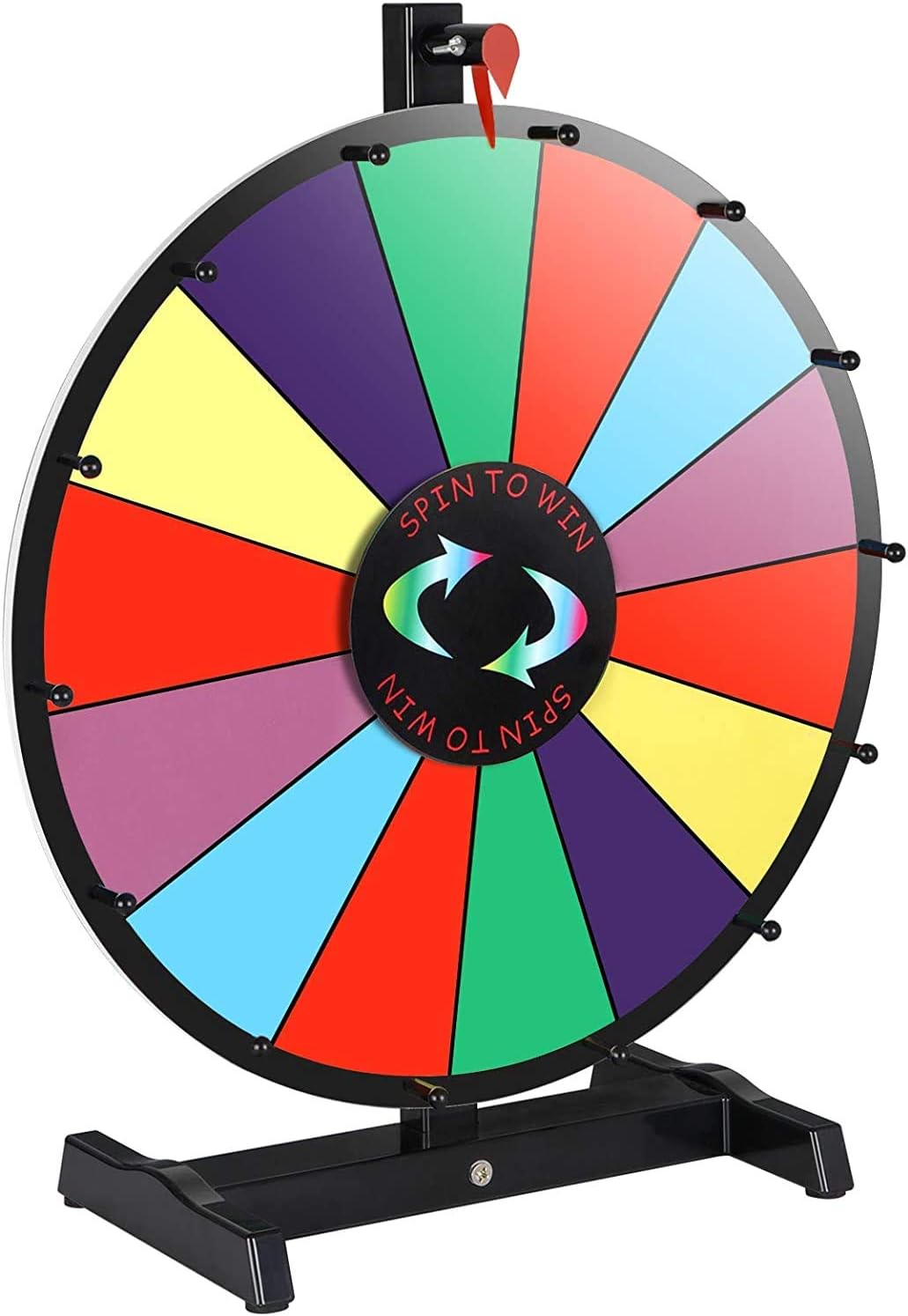 Smartxchoices 18" Tabletop Spinning Wheel for Prizes w/Dry Eraser & Marker Pen Color Spinner 14 Slots Editable Casino Carnival Fortune Spin Game