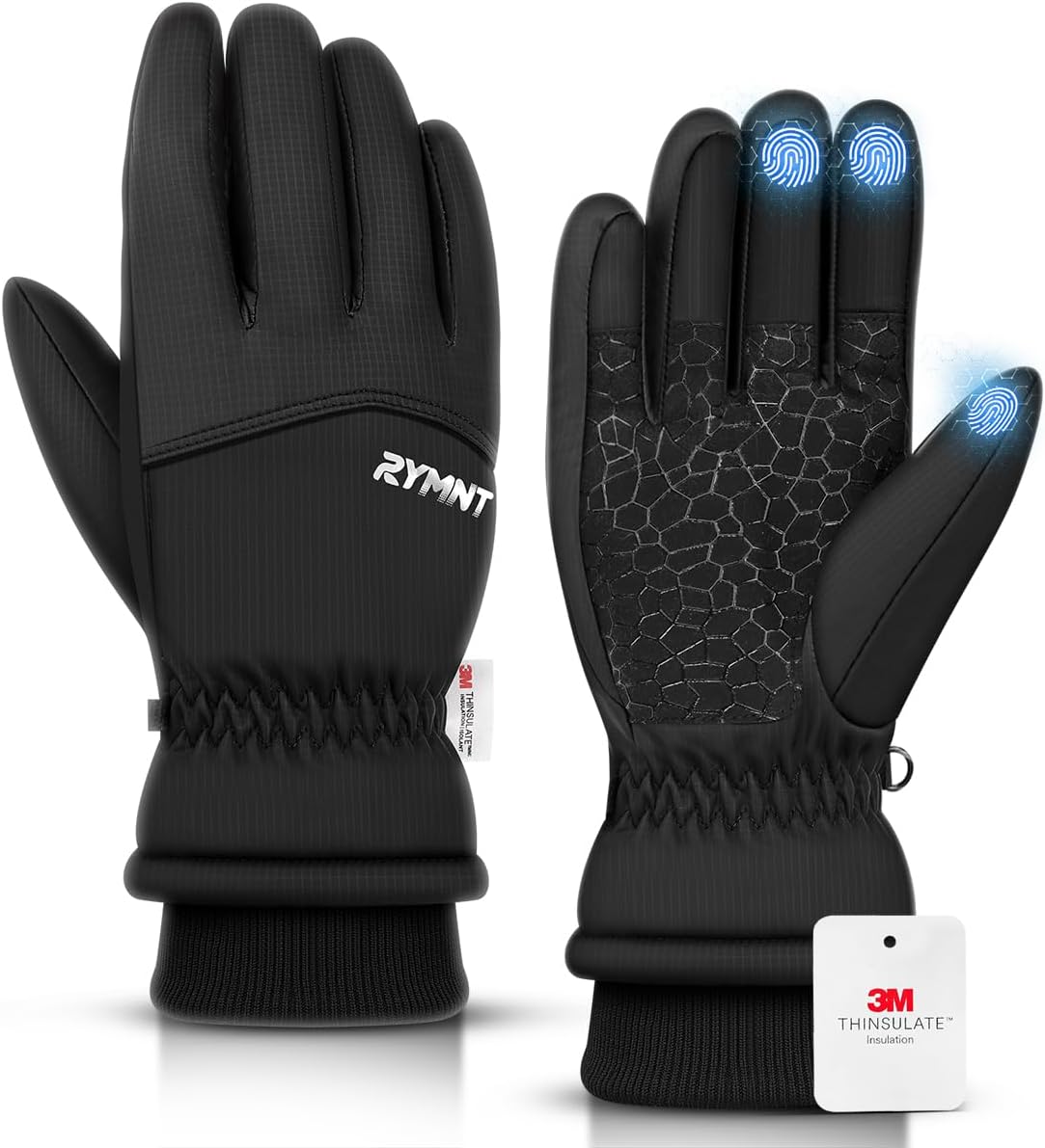 Winter Waterproof Gloves Women Men, 3M Thinsulate Windproof Thermal Ski Glove with Touchscreen, Anti-Slip Snow Warm Gloves for Cycling, Driving, Hiking, Biking, Riding, Running, Outdoor Sports