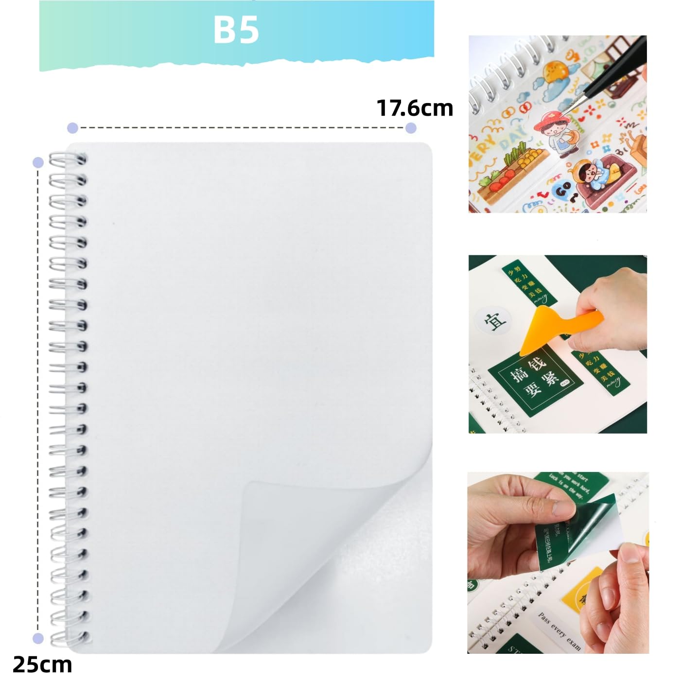 Amazon.co.jp: 両面剥離タイプ シール帳 スパチュラ付き A5/B5サイズ