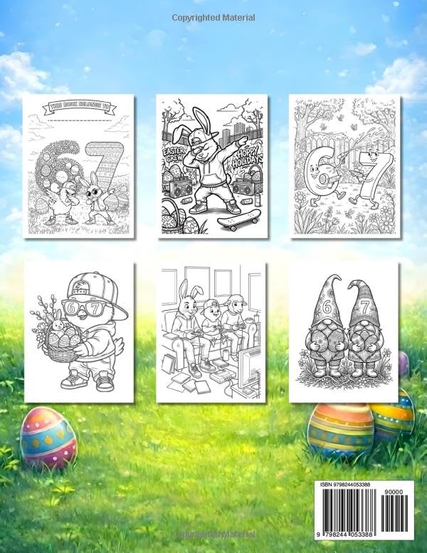 67 Coloring Book - Easter Cool Edition, 6-7 Six Seven Meme for Kids (67 Coloring & Activity Books for Kids) image 3