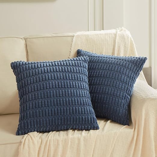 JOTOM Corduroy Soft Striped Decorative Throw Pillow Covers 22x22 Inch Cushion Covers 55x55 Cm