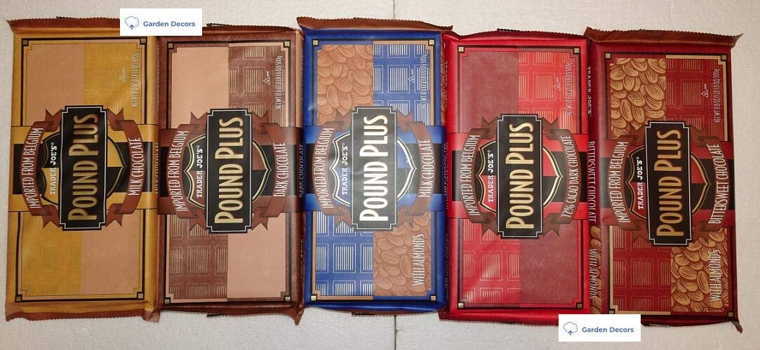 Trader Joe's Belgian Pound Plus 5 Flavors Chocolate Bar Combo Set (Made in Belgium)