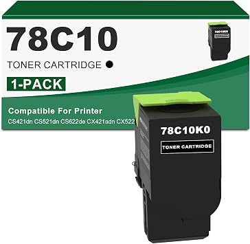 78C10 Black Toner Cartridge Replacement for Lexmark 78C10K0 for CS421 CS421dn CS521 CS622 CX421 CX522 CX622 CX625 Printer