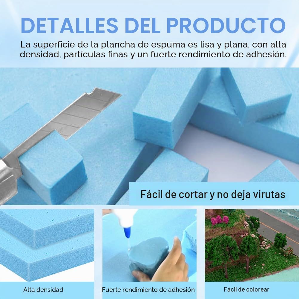 6 placas de espuma, placas de poliestireno de 20 mm, XPS, 6 unidades, 40 x 30 x 2 cm