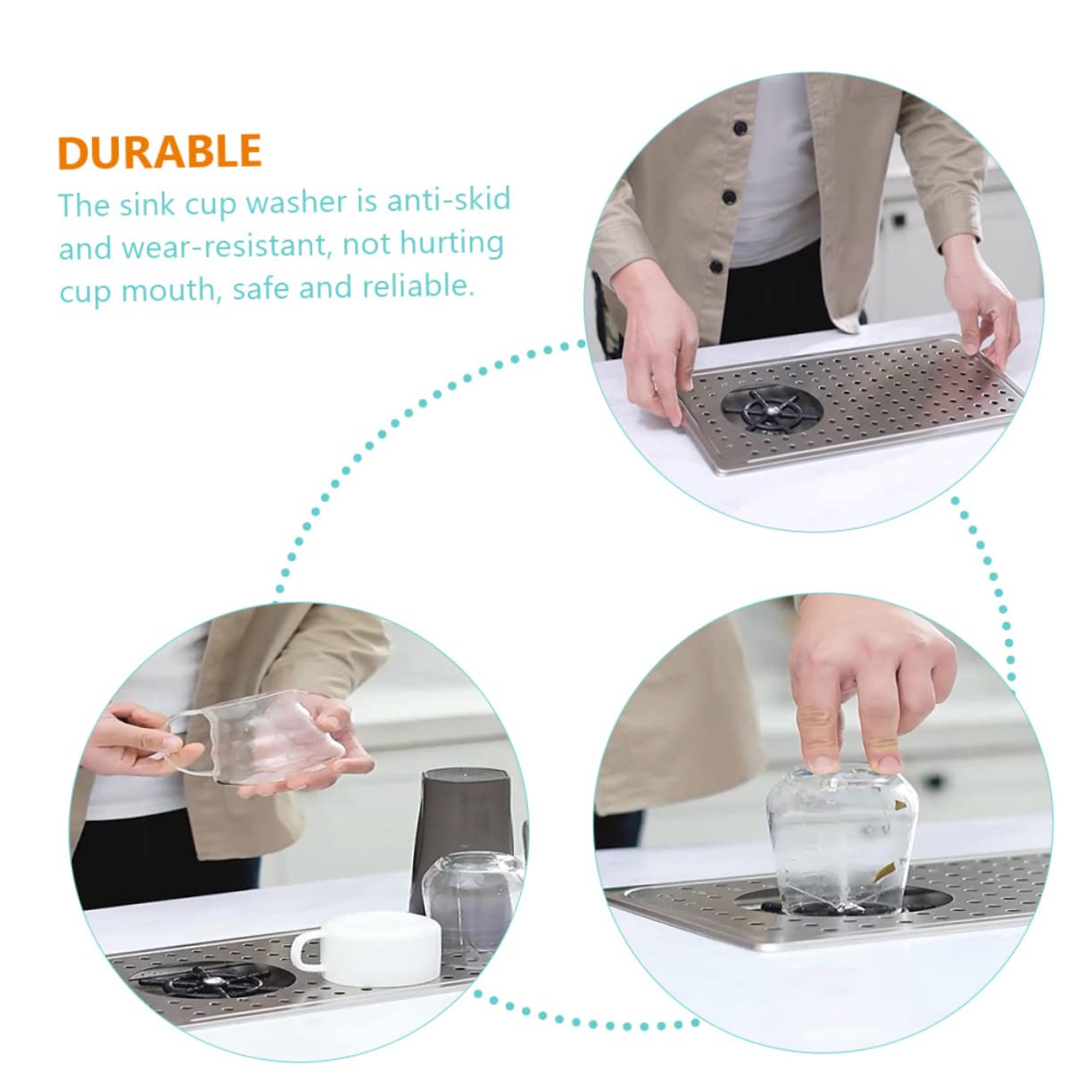 Veemoon 1juego Lavavasos De Inoxidable Rinser Automático Para Fregadero De Cocina Limpieza De Copas y Botellas Para Bares y Restaurantes