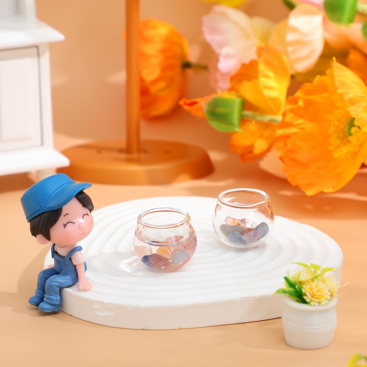 TOYANDONA Miniature Fish Bowls Set 6 Pcs Glass Tiny Fish Tanks for Dollhouse Decoration Realistic Goldfish Tank Ornaments Mini House Accessories - Image 2