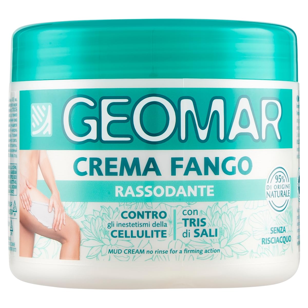 GeomarFirming Mud Cream for Cellulite Imperfections, 95% Natural Origin with 3 Salts (Sea Salt, Epsom and Dead Sea), No Rinse, Made in Italy, 450 ml