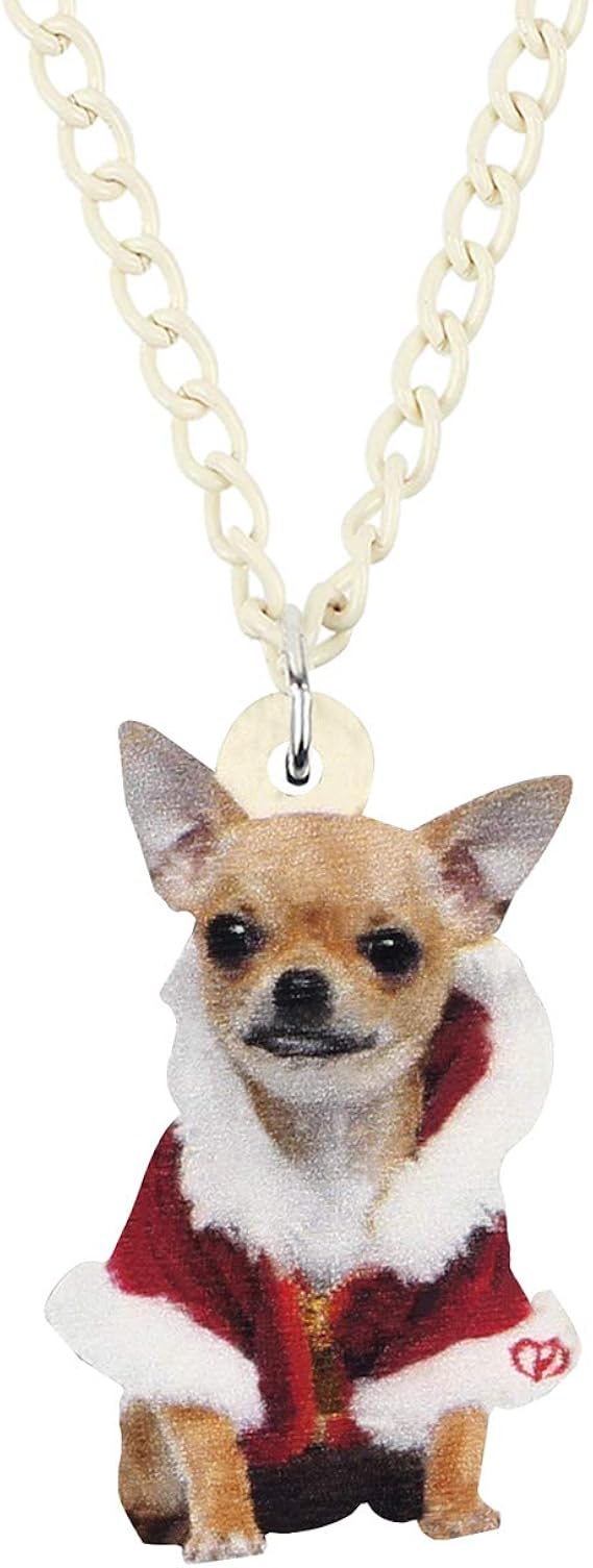 Amazon Duowei アクリル クリスマス チワワ 犬 ネックレス キュート ペット 犬 ペンダント コレクション ジュエリー ギフト レディース キッズ ガールズ ティーン ネックレス 通販