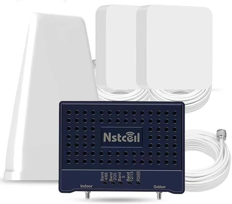 Amplificador de teléfono celular para el hogar y varias habitaciones | Hasta 8000 pies cuadrados|Aumente la señal celular para todos los operadores de EE. UU. | Amplificadores de señal de teléfono celular con 2 antenas interiores | Aprobado por la FCC