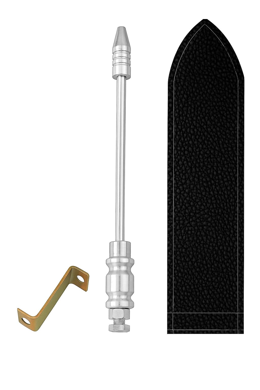 FieryFrost Silver Car Flag Rod with Bracket and Cover (Black) for All Car Models/Judgement Rod/Corner Rod