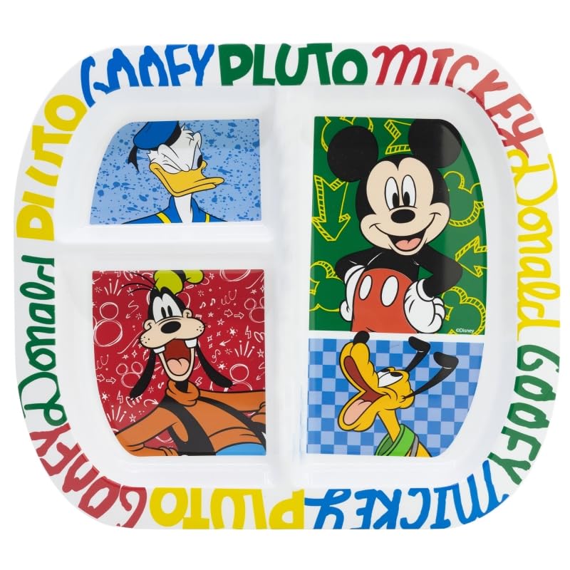 Golddunes Rectangular Divided Plate RESUSABLE Plastic 3 COMPARTMENTS (Mickey)