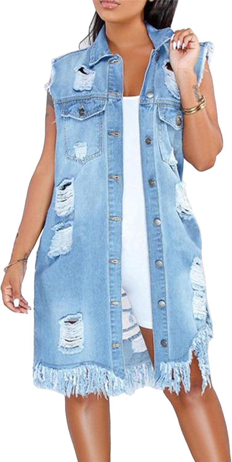 Sexyshine Women's Fashion Denim Jacket Loose Cloak Coat Jacket Washed Destroyed Denim Jackets Poncho Cape