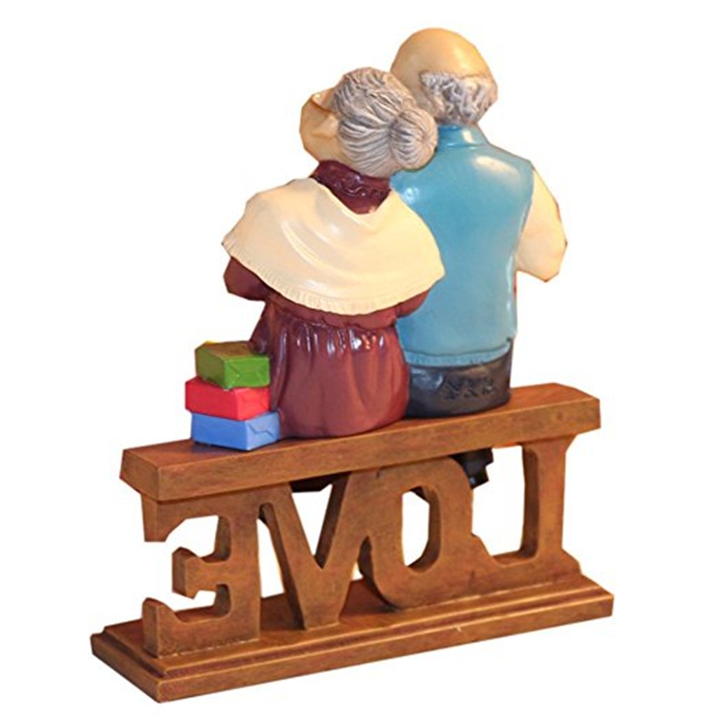 Liebe Jahrestag Tag Geschenke Hochzeit Statuen Loving Elderly Couple Sammlerstück Figuren Großeltern Eltern Geschenke Harz Alter Leben Heimdekoration Sammlerstück Figuren mit Geschenkkarte