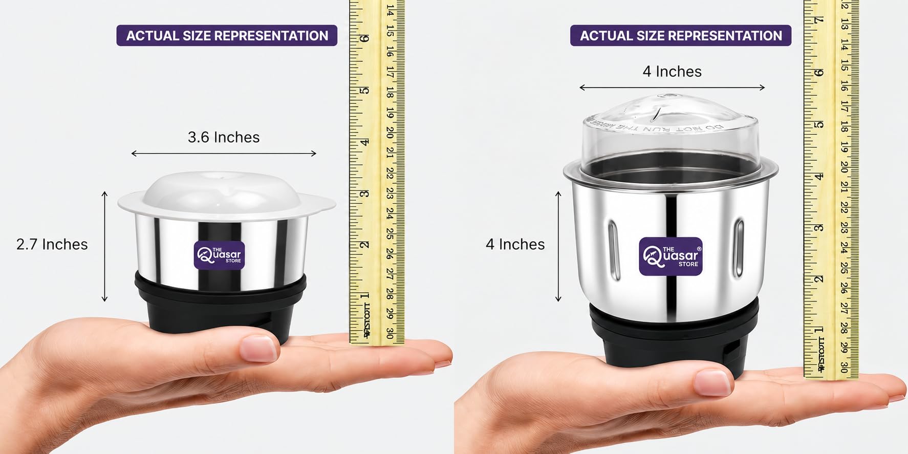 Combo Chutney Jar, Mixer Jar (180 Ml 400 Ml) Suitable For All Local & Branded Mixer Which Comes With 2 Lock & 4 Teeth Coupler - Silver — Amazon image 4