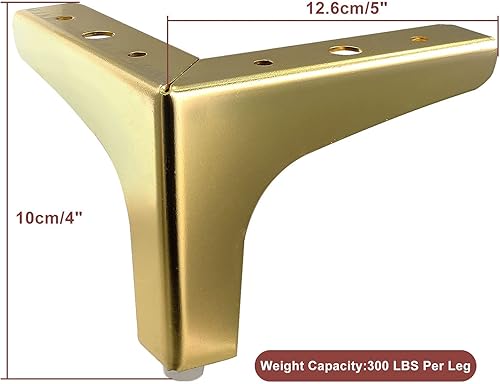 Miniatura 9 de Augiimor 4 patas de muebles de 4 pulgadas  3.9in, patas de sofá de metal, patas triangulares negras, repuesto para muebles de mesa, armario, sofá,